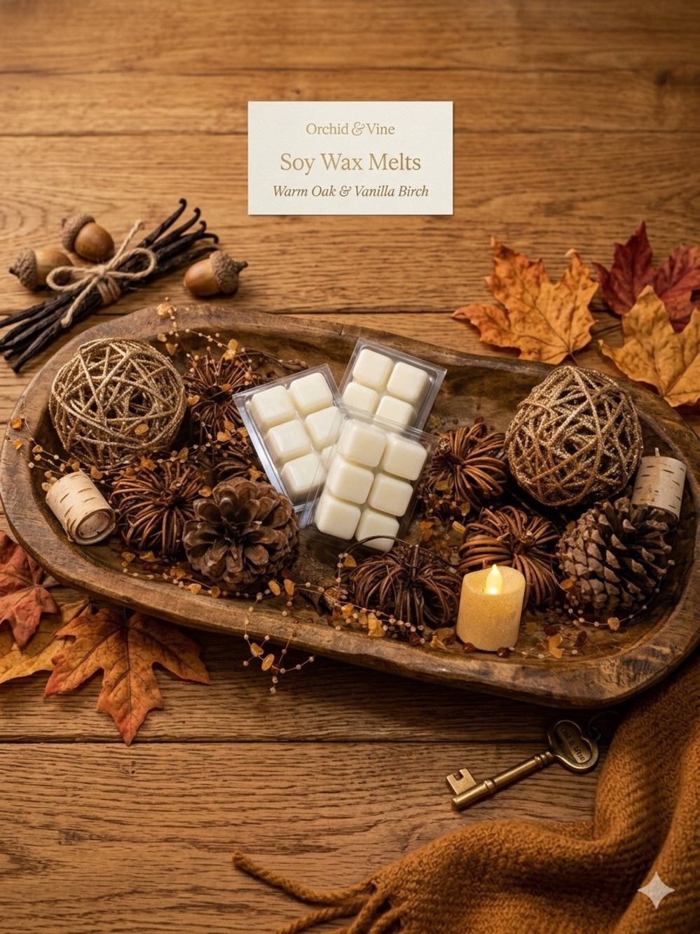 Warm Oak & Vanilla Birch Soy Wax Melts by Orchid & Vine